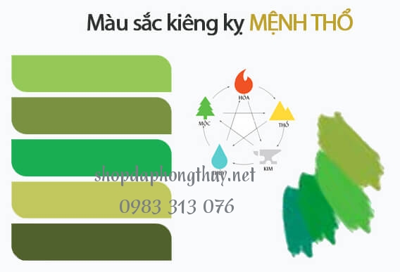 m&agrave;u sắc ki&ecirc;ng kị với mệnh thổ