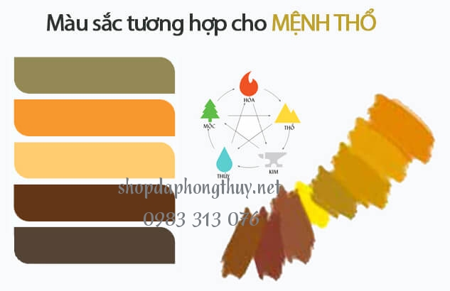 m&agrave;u sắc tương hợp với mệnh thổ