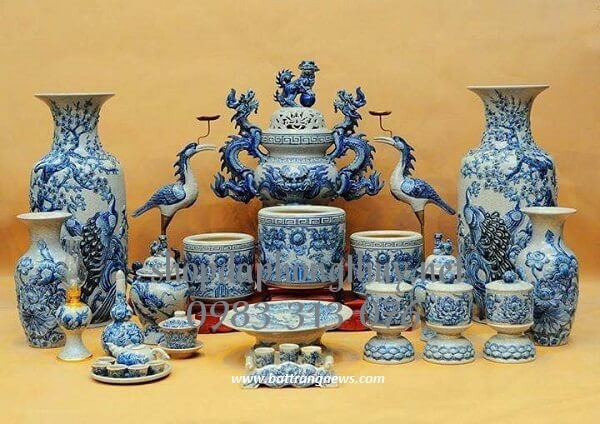 bộ đồ thời gốm sứ b&aacute;t tr&agrave;ng
