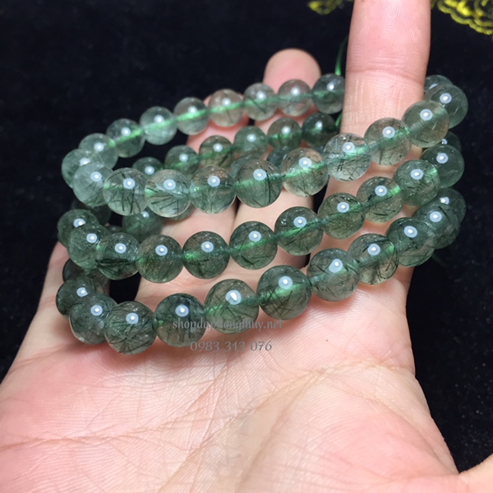 v&ograve;ng tay đ&aacute; thạch anh t&oacute;c xanh