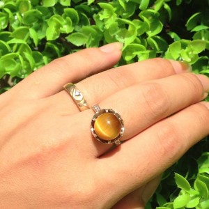 Nhẫn bạc mix đá mắt hổ vàng