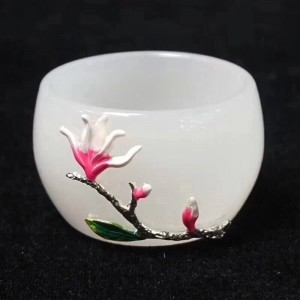 Bộ ấm trà đá mã não trắng
