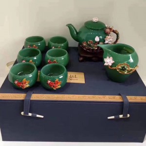 Bộ ấm trà đá mã não xanh
