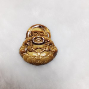 Phật di lặc đá mắt hổ nâu vàng