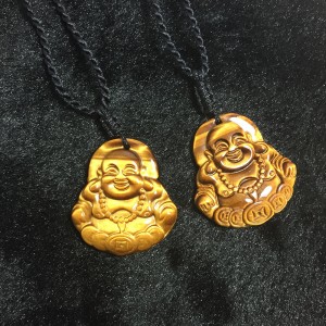 Phật di lặc đá mắt hổ nâu vàng