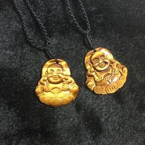 Phật di lặc đá mắt hổ nâu vàng