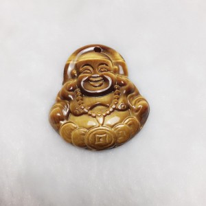 Phật di lặc đá mắt hổ nâu vàng