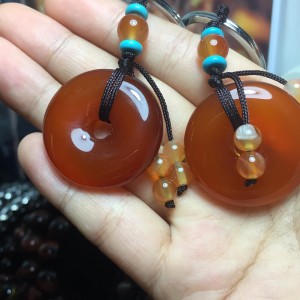 Móc khóa đồng điếu đá mã não