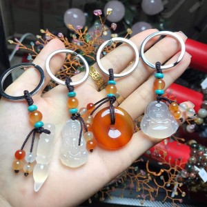 Móc khóa đồng điếu đá mã não