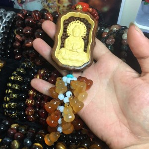 Khánh treo xe ô tô hồ lô - mẹ quan âm đá mã não