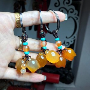 Móc khóa nụ sen đá mã não