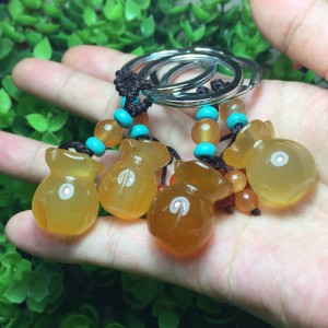 Móc khóa túi tiền đá mã não