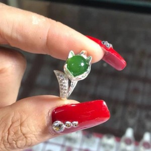 Nhẫn bạc hồ ly ngọc bích