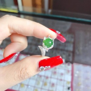 Nhẫn bạc hồ ly ngọc bích