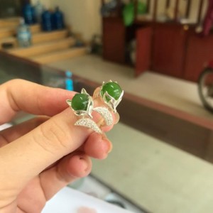 Nhẫn bạc hồ ly ngọc bích