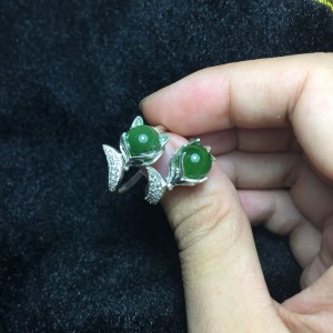 Nhẫn bạc hồ ly ngọc bích