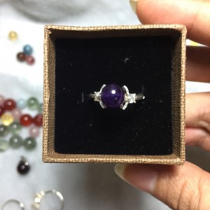 Nhẫn bạc mix đá thạch anh tím