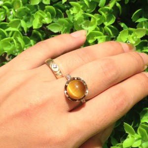 Nhẫn bạc mix đá mắt hổ vàng