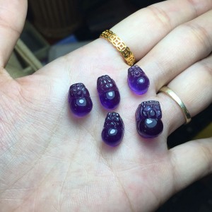 Tỳ hưu đá thạch anh tím (size mặt nhẫn)