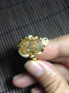 Nhẫn vàng 10k mix tỳ hưu tóc vàng