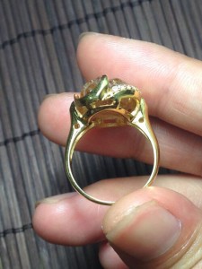 Nhẫn vàng 10k mix tỳ hưu tóc vàng