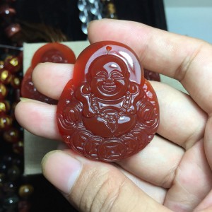 Phật di lặc đá mã não đỏ