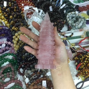 Tháp văn xương đá thạch anh hồng 9 tầng