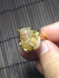 Nhẫn vàng 10k mix tỳ hưu tóc vàng