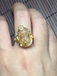 Nhẫn vàng 10k mix tỳ hưu tóc vàng