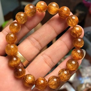 Vòng đá thạch anh tóc nâu đỏ đồng trục
