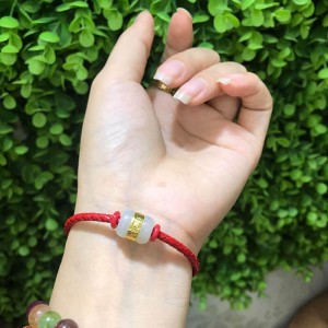 Vòng lu thống bạch ngọc dát vàng 24k